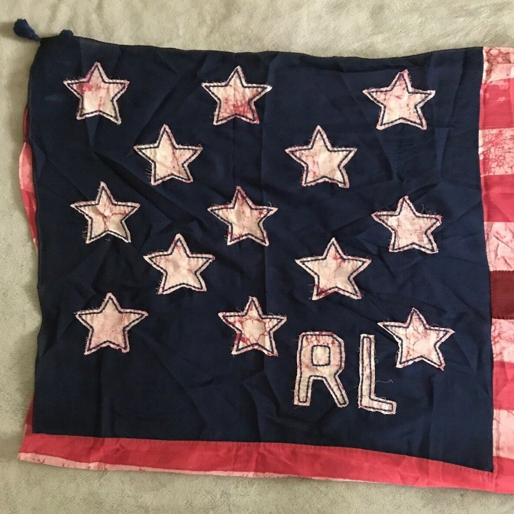 Polo Ralph Lauren American FLAG Scarf patchwork 45”x47” NWT